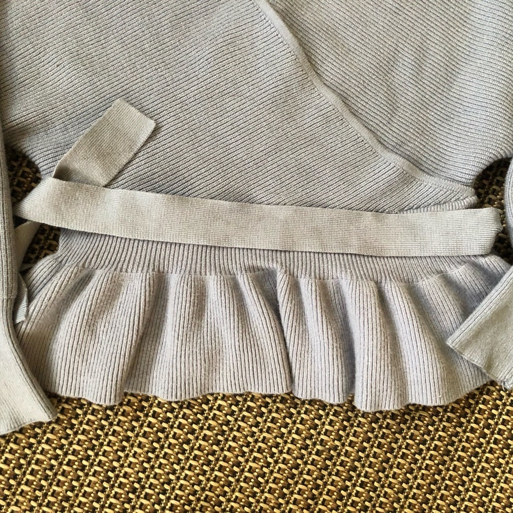 🔷NEW! Zesica Fall Wrap V-neck Long Batwing Sleeve Belted Waist Ruffle Sweater - Picture 7 of 11